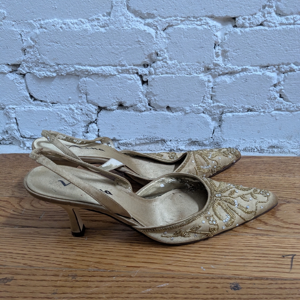 Nina Gold Embellished Heels